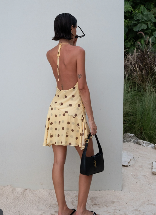 Harlow polka halter dress butter spot