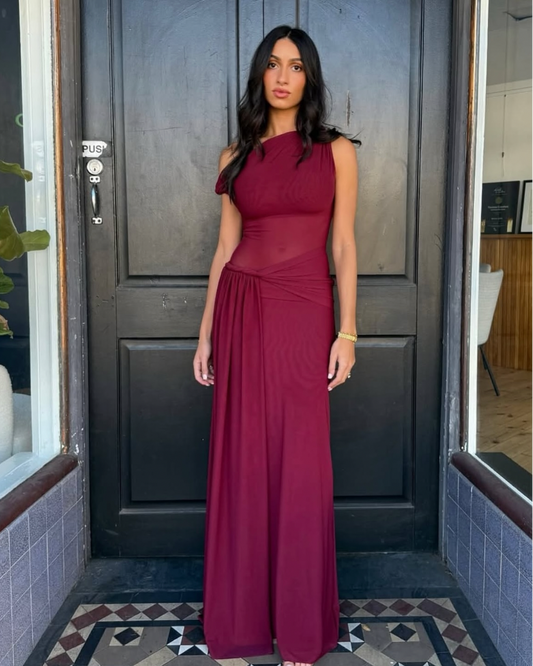 The silas mesh dress plum