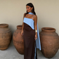 Joanna dress in brown and blue