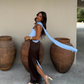 Joanna dress in brown and blue