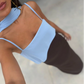 Joanna dress in brown and blue