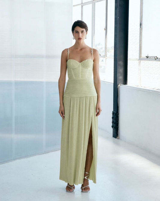 Double time pleat dress pistachio