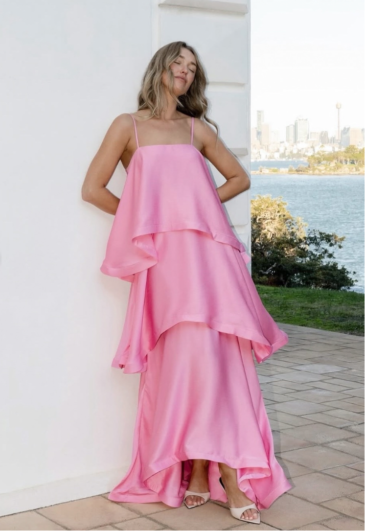 Tilly Tiered Maxi Dress in Pink
