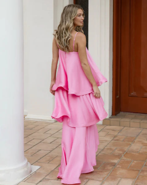 Tilly Tiered Maxi Dress in Pink