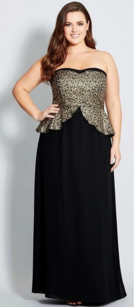 Black & Gold sequin peplum dress