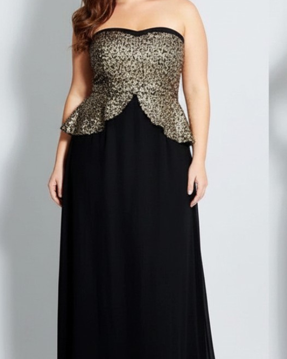 Black & Gold sequin peplum dress
