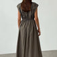 Vienna gathered dress in khaki