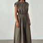 Vienna gathered dress in khaki