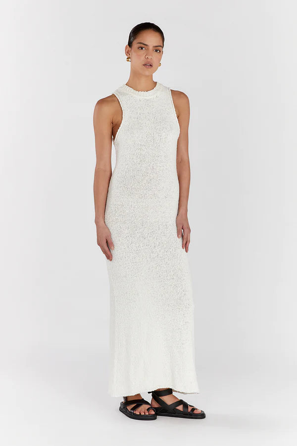 Dion off white boucle crew maxi dress