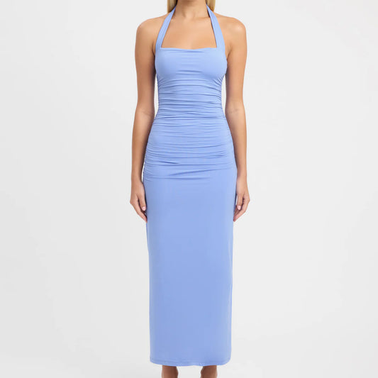 Hailey halter dress cornflower