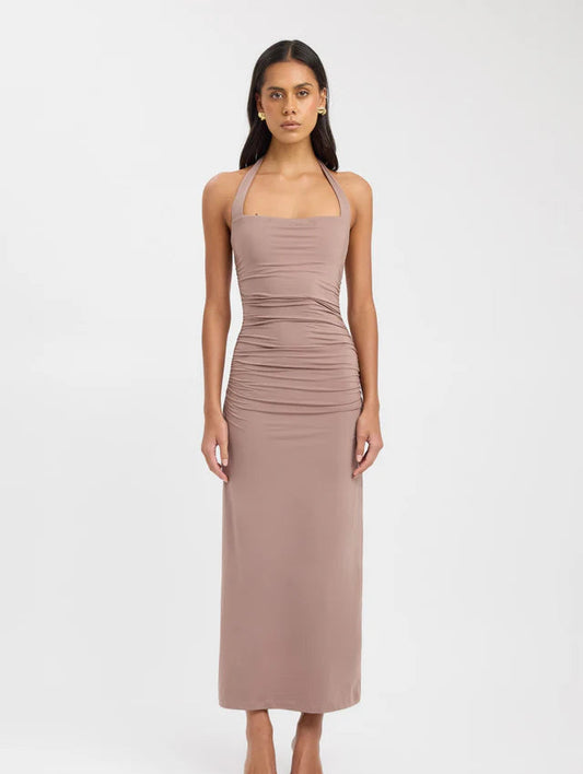 Hailey halter dress ginger snap