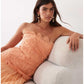 Abstract Cutwork Bandeau Maxi Dress Orange