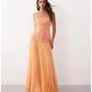 Abstract Cutwork Bandeau Maxi Dress Orange
