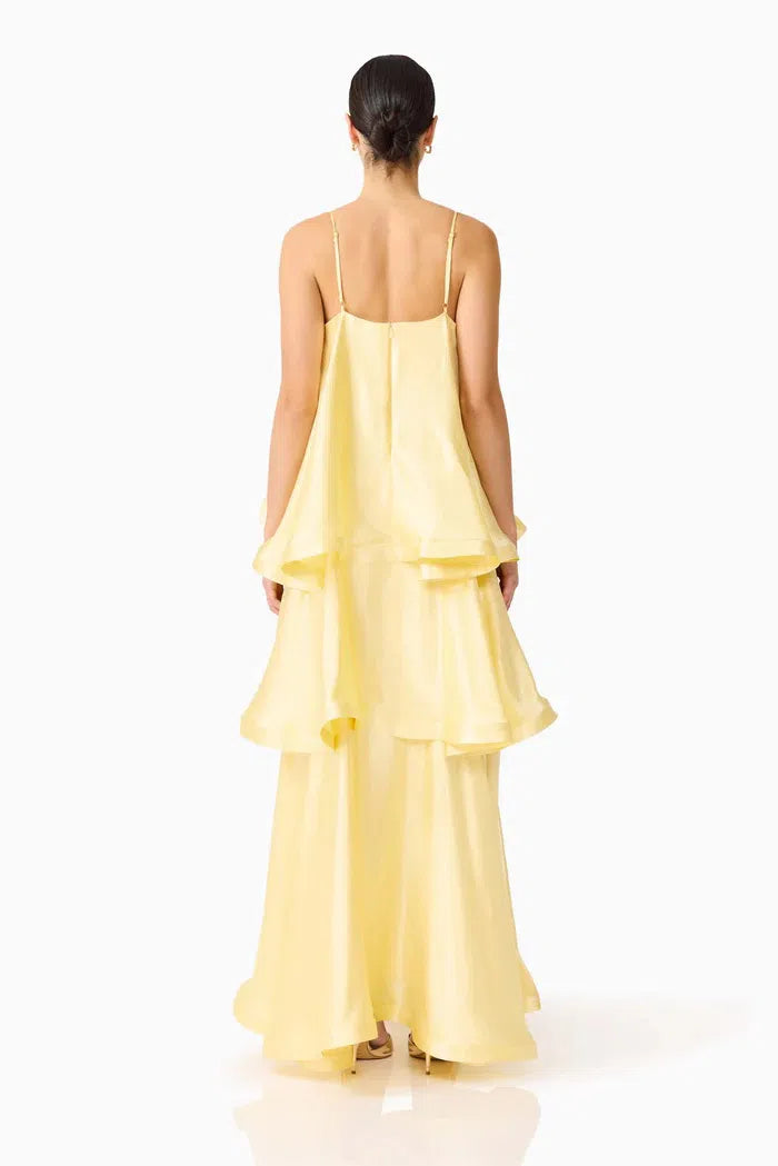 Tilly Tiered Maxi Dress in Butter Yellow