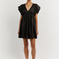 Bonnie frill linen mini dress black