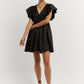 Bonnie frill linen mini dress black