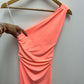 Cressida Peach Slinky Knit One-Shoulder Mermaid Maxi Dress