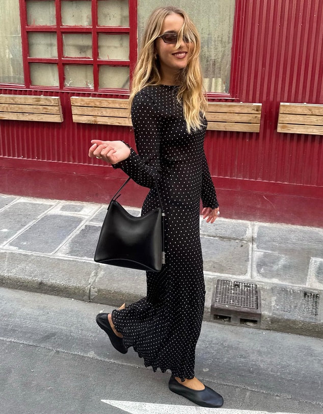 Haven maxi dress noir polka