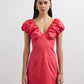 Eydie Gathered Detail Mini Dress cherry red