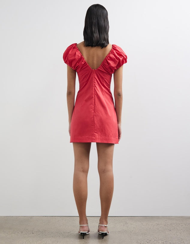 Eydie Gathered Detail Mini Dress cherry red