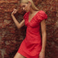 Eydie Gathered Detail Mini Dress cherry red