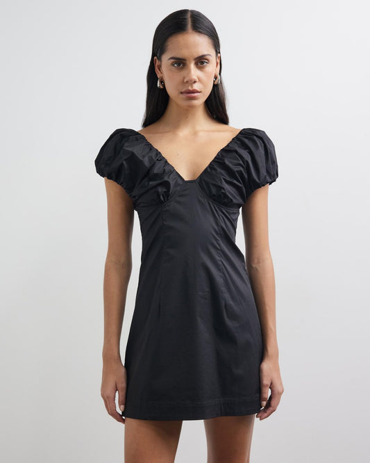 Eydie Gathered Detail Mini Dress black