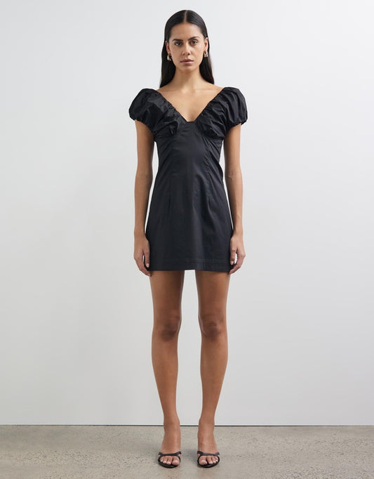 Eydie Gathered Detail Mini Dress black