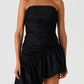 Bella Cotton Poplin Strapless Mini Dress black