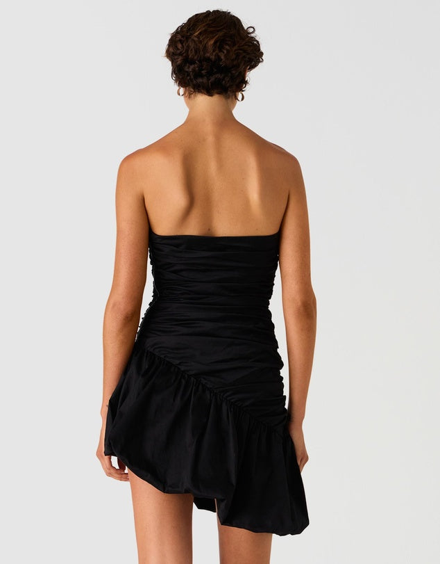 Bella Cotton Poplin Strapless Mini Dress black