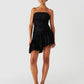 Bella Cotton Poplin Strapless Mini Dress black