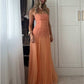 Abstract Cutwork Bandeau Maxi Dress Orange