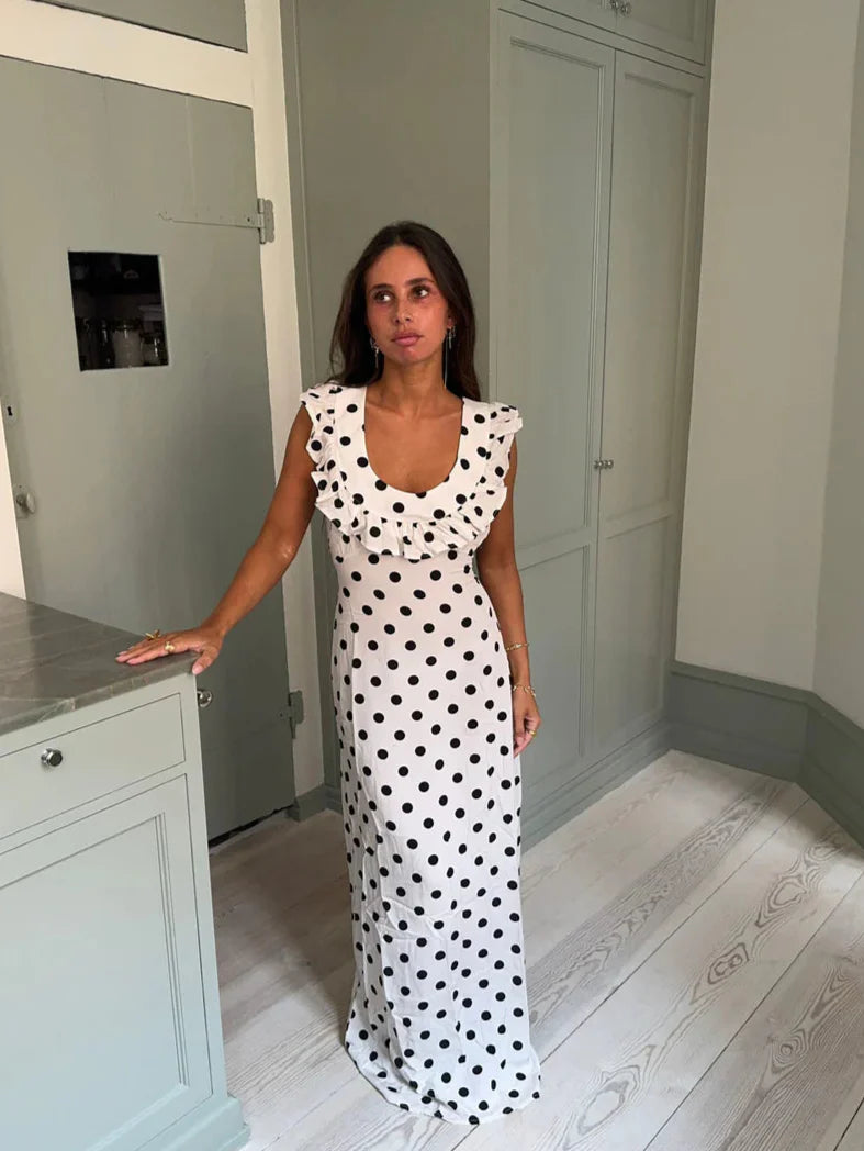 Luna polka dot dress white/black