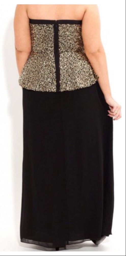 Black & Gold sequin peplum dress