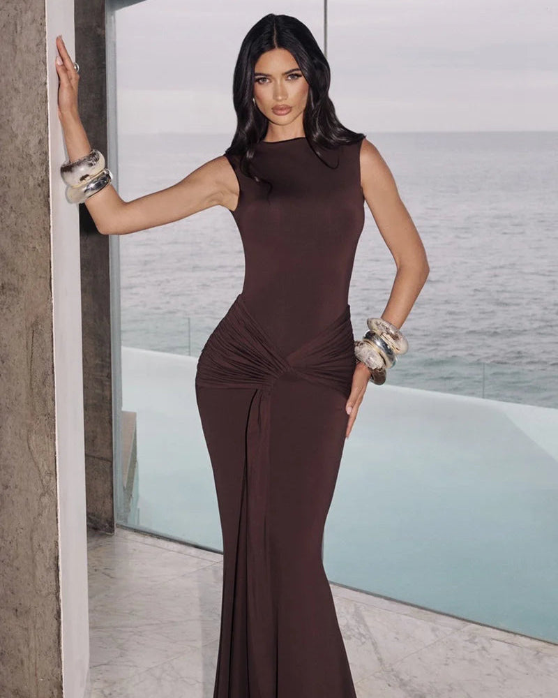 Lorenza maxi dress plum brown