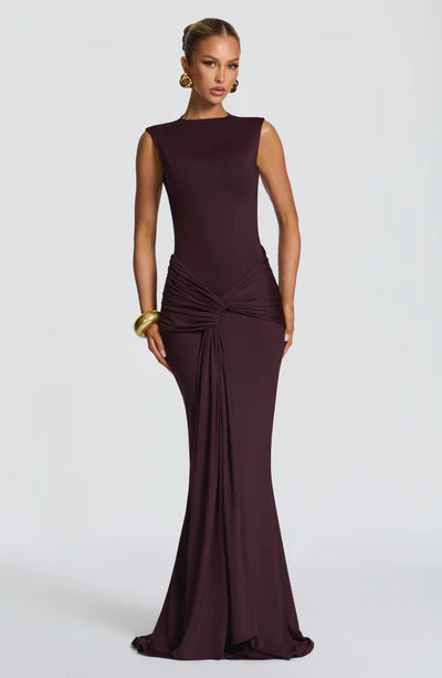 Lorenza maxi dress plum brown
