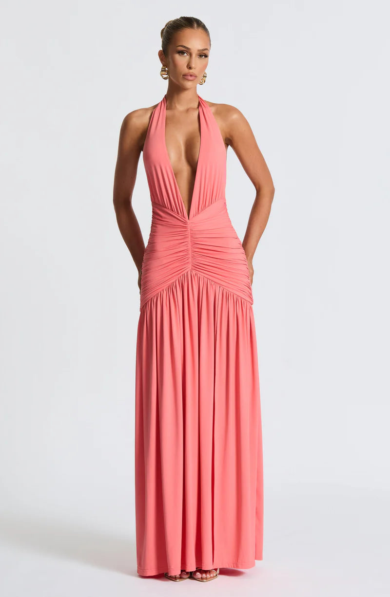 Melania Maxi Dress Coral Pink