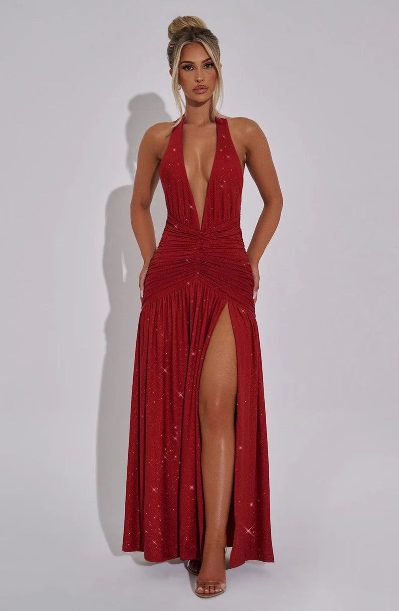 Melania maxi dress red sparkle
