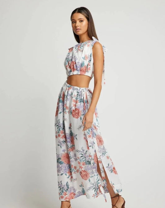 SALE - Moma gathered cut out maxi dress - jewel floral (8)