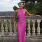 Claire Satin Drape Back Maxi Dress Pink