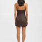 Palm Halter Mini Dress dark chocolate