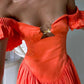Simone frill sleeve mini dress orange