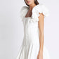 Breathless frill sleeve mini dress white