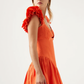 Simone frill sleeve mini dress orange