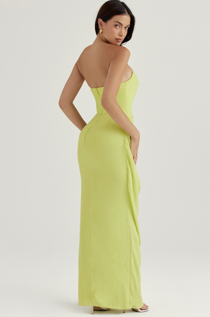 Adrienne lime strapless gown