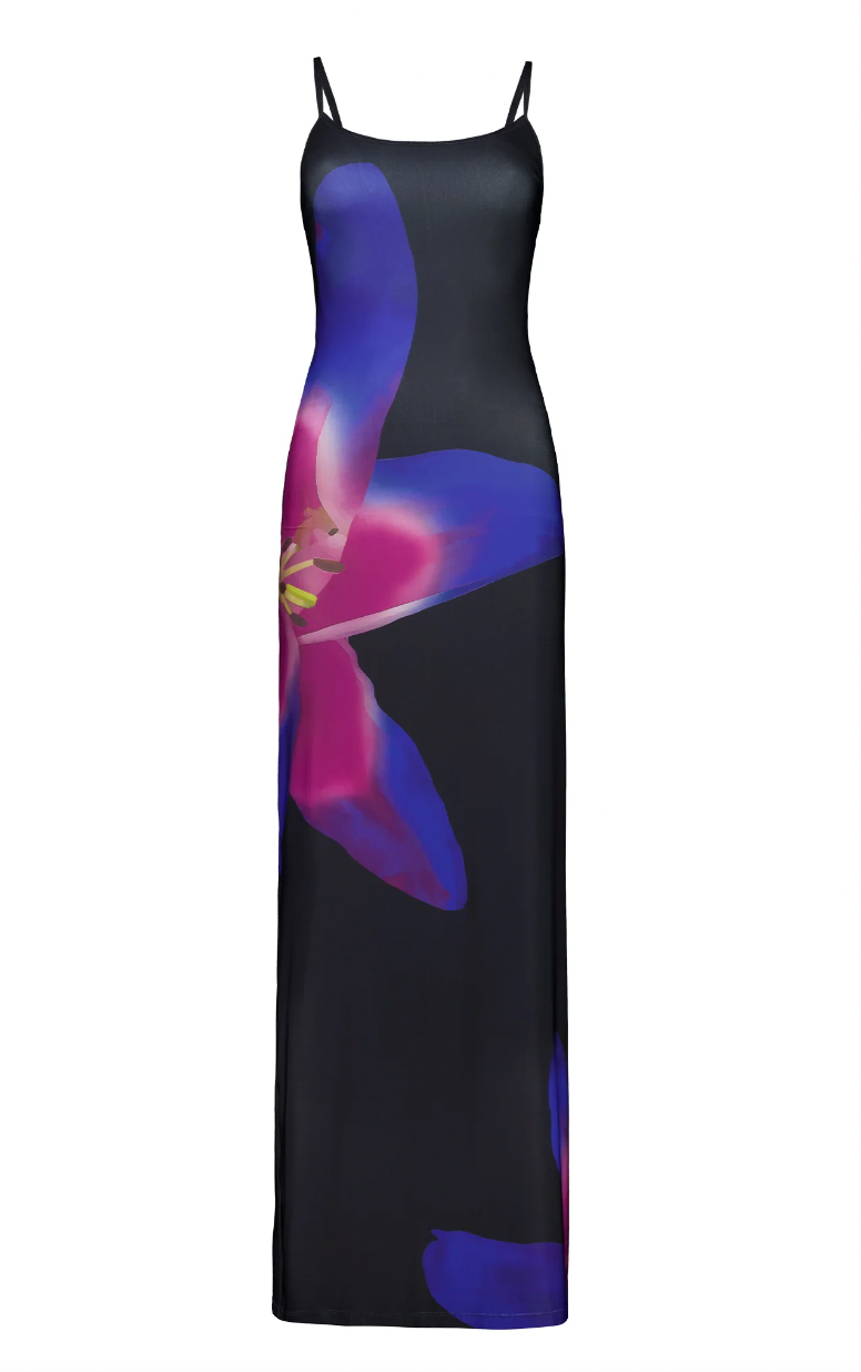 Midnight lily floral slip dress